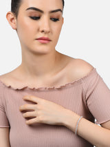 Women's Combo of 2 Rose Gold & Silver Tone Cubic Zirconia Contemporary Tennis Bracelets-ZPFK13120