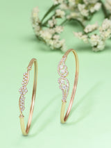 Women's Rose Gold Cubic Zirconia Contemporary Brass Kada Bracelets - Pack of 2