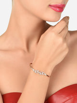 Women's Rose Gold Cubic Zirconia Contemporary Brass Kada Bracelets - Pack of 2