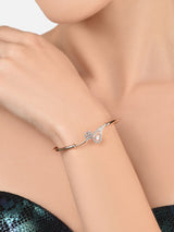 Women's Rose Gold Cubic Zirconia Brass Kada Bracelets - Set of 2