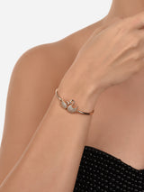 Women's Rose Gold Cubic Zirconia Brass Kada Bracelets - Set of 2