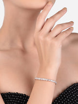 Women's Combo of 2 Rose Gold Cubic Zirconia Contemporary Tennis Bracelets-ZPFK13430