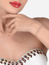 Women's Rose Gold Cubic Zirconia Contemporary Tennis Bracelets - Pack of 2