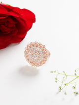 Women's Rose Gold Cubic Zirconia Contemporary Finger Rings - Set of 2