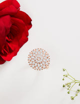 Women's Rose Gold Cubic Zirconia Contemporary Finger Rings - Set of 2