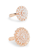 Women's Rose Gold Cubic Zirconia Contemporary Finger Rings - Set of 2