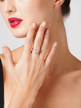 Women's Rose Gold Cubic Zirconia Contemporary Finger Rings - Set of 2
