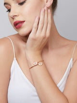 Women's Set of 2 Rose Gold Cubic Zirconia Contemporary Kada Bracelets-ZPFK13461