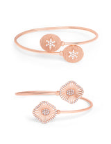 Women's Set of 2 Rose Gold Cubic Zirconia Contemporary Kada Bracelets-ZPFK13461
