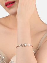 Women's Combo of 2 Rose Gold Cubic Zirconia Contemporary Kada Bracelets-ZPFK13465