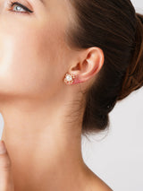 Women's Combo of 3 Rose Gold Contemporary Pearl Stud Earrings-ZPFK13471