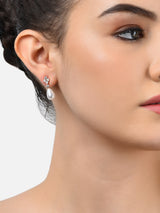 Women's Combo of 3 Rose Gold Contemporary Pearl Stud Earrings-ZPFK13471