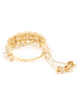 Women's Gold Tone Kundan & Pearls Traditional Jhumki Drop Bracelet-ZPFK13527