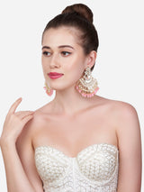 Women's Pink Beads Traditional Kundan Dangle Earring-ZPFK13555