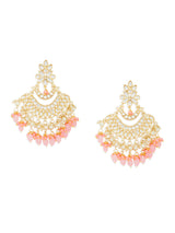 Women's Pink Beads Traditional Kundan Dangle Earring-ZPFK13555
