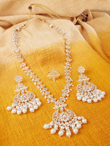 Women's Gold Tone Dazzling Kundan & Pearls Bridal Necklace Earring & Ring Set-ZPFK13616