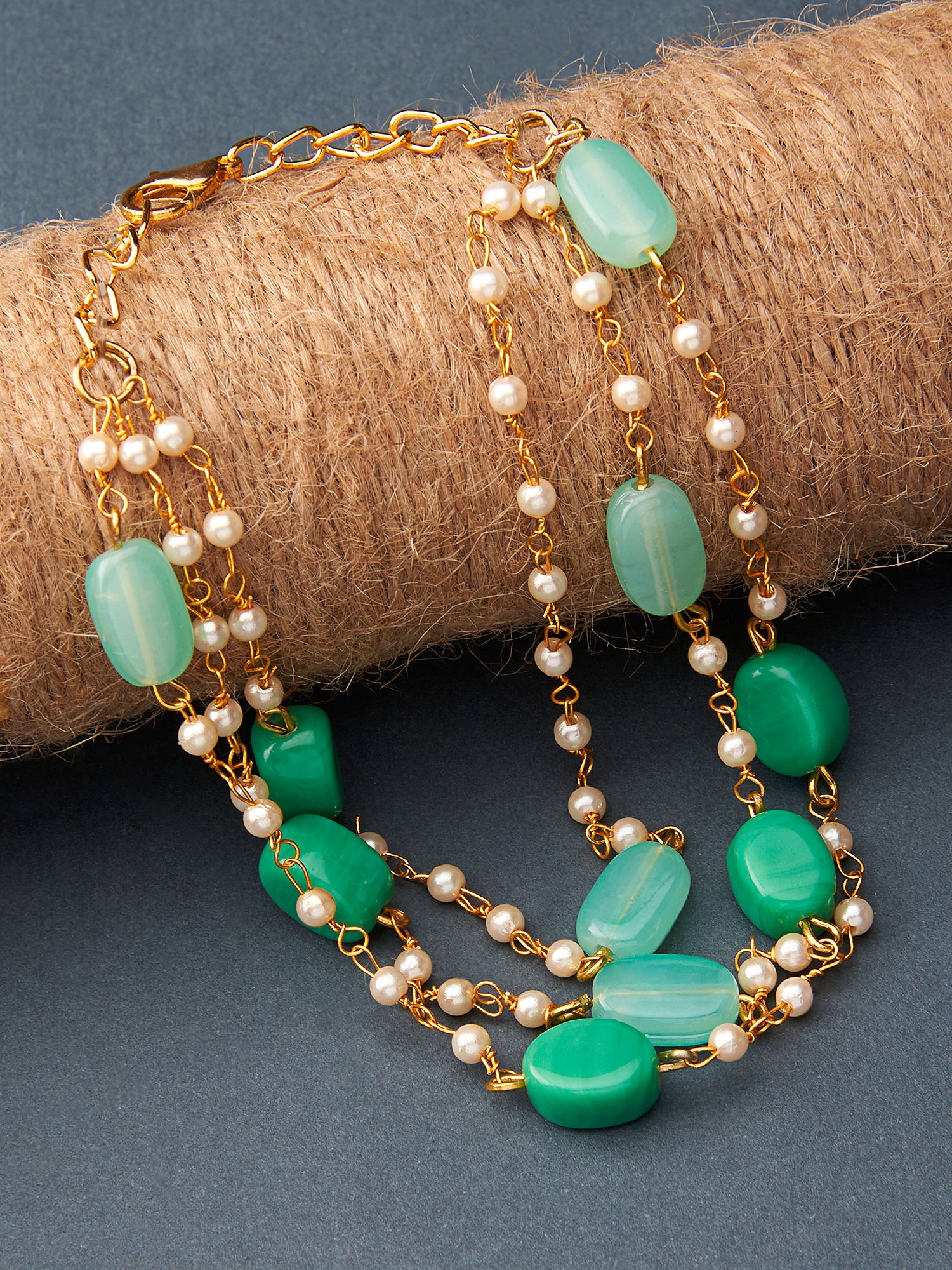 Women's Green Multistrand Beaded Ethnic Bracelet