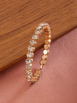 Women's Gold Tone Dazzling Diamonds Contemporary Kada Bracelet