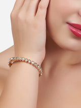 Women's Gold Tone Dazzling Diamonds Contemporary Kada Bracelet