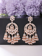 Women's Rose Gold Kundan and Dazzling Austrian Diamonds Embellished Jhumki Drops Earring