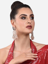 Women's Rose Gold Kundan and Dazzling Austrian Diamonds Embellished Jhumki Drops Earring