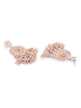 Women's Rose Gold Kundan and Dazzling Austrian Diamonds Embellished Jhumki Drops Earring