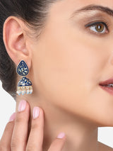 Women's Blue Meenakari Traditional Jhumki Earring-ZPFK14375