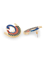 Women's Multicolor Meenakari Peacock Inspired Multistrand Pearls Choker Necklace Earring and Ring Set