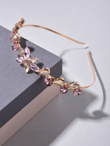 Women's Pink Rhinestones Embellished Contemporary Hair Band-ZPFK14502