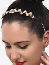 Women's Pink Rhinestones Embellished Contemporary Hair Band-ZPFK14502