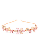 Women's Pink Rhinestones Embellished Contemporary Hair Band-ZPFK14502