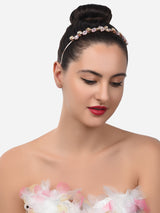 Women's Pink Rhinestones Embellished Contemporary Hair Band-ZPFK14502