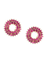 Women's Pink Cubic Zirconia Contemporary Brass Studs Earring