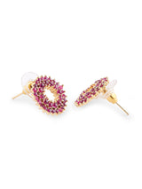 Women's Pink Cubic Zirconia Contemporary Brass Studs Earring