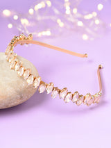 Women's Gold Tone Dazzling Marquee Stones Embellished Contemporary Hair Band-ZPFK14584