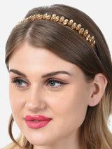 Women's Gold Tone Dazzling Marquee Stones Embellished Contemporary Hair Band-ZPFK14584