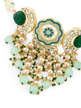 Women's Turquoise Blue Green Meenakari Cascading Waterfall Necklace Earring Ring Set