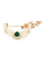 Women's Green Stone Multistrand Pearls Ethnic Kundan Bracelet-ZPFK14609