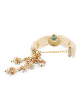 Women's Green Stone Multistrand Pearls Ethnic Kundan Bracelet-ZPFK14609