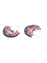 Women's Multicolor Meenakari Peacock Inspired Cresent Hoop Earrings-ZPFK14626