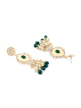 Women's Green Stones & Cluster Beads Enamel Kundan Dangle Earring-ZPFK14645