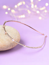 Women's Rose Gold Dazzling Diamonds Embellished Contemporary Hair Band-ZPFK14665