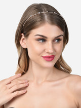 Women's Rose Gold Dazzling Diamonds Embellished Contemporary Hair Band-ZPFK14665