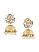Women's Antique Gold Tone Kundan Embellished Jhumki Earring