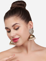 Women's Antique Gold Tone Kundan Embellished Jhumki Earring