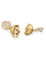 Women's Antique Gold Tone Kundan Embellished Jhumki Earring