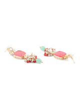 Women's Multicolor Stones Beads Multistrand Beaded Kundan Choker Necklace Earring and Ring Set