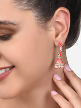Women's Set of 2 Yellow & Red Meenakari Ethnic Jhumki Earrings-ZPFK15116