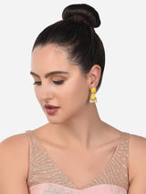 Women's Set of 2 Yellow & Red Meenakari Ethnic Jhumki Earrings-ZPFK15116