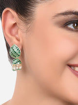Women's Combo of 2 Green & Red Meenakari Ethnic Jhumki Earrings-ZPFK15117